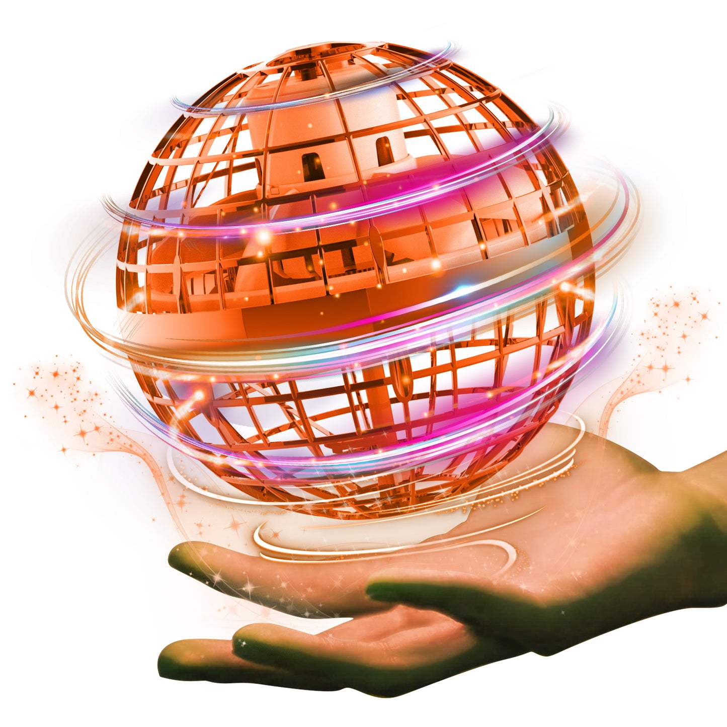 Gimamaフライングボール ジャイロ 飛行ボールトイ UFOおもちゃ ブーメランスピナー LEDライト付き クリスマス 人気を集めているプレゼント (オレンジ)